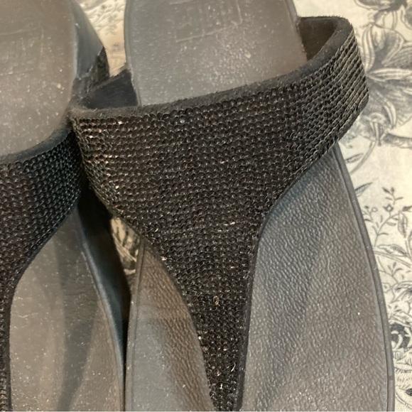 FITFLOP Sz 11 Lottie Thong Slip On Shimmery Crystal Encrusted Slip On Sandals - Picture 6 of 14